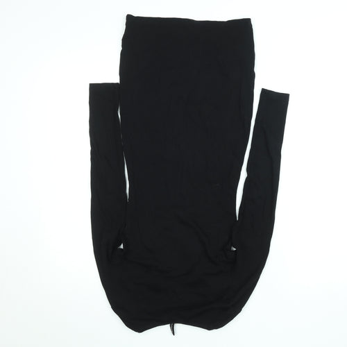 H&M Women Black Bodycon Short Dress Size 6 V-Neck Long Sleeve