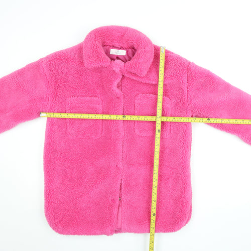 H&M Teens Pink Fleece Lined Button Up Jacket Size 14