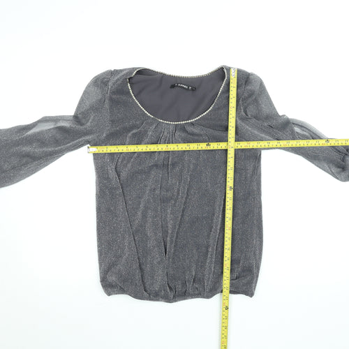 Dunnes Women’s Grey Beaded Scoop Neck 3/4 Sleeve Tunic Blouse Size 12