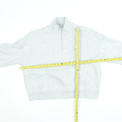 Jack Wills Women's Grey 1/4 Zip Sweatshirt UK 12 Cotton Blend Fleece Lined