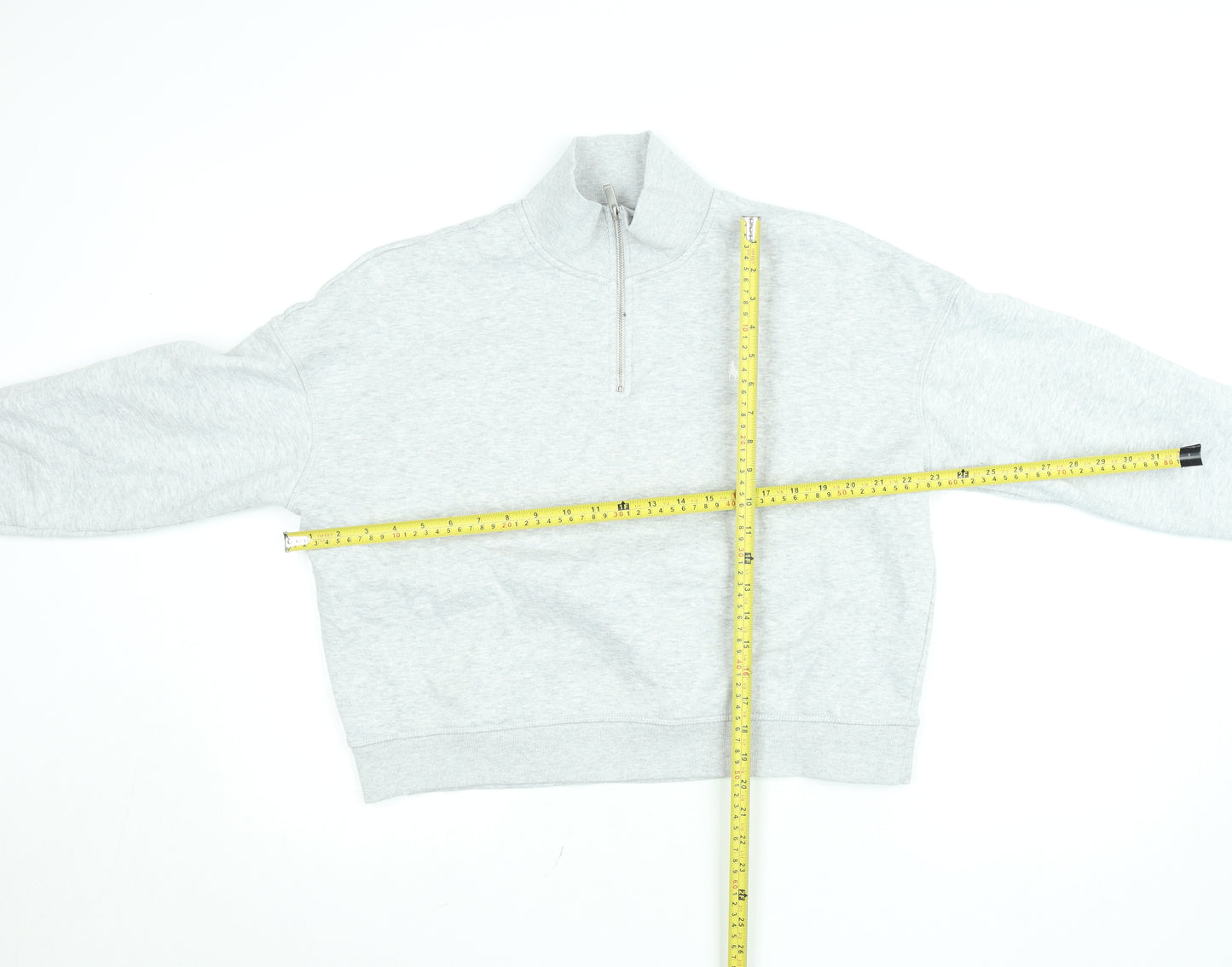 Jack Wills Women's Grey 1/4 Zip Sweatshirt UK 12 Cotton Blend Fleece Lined