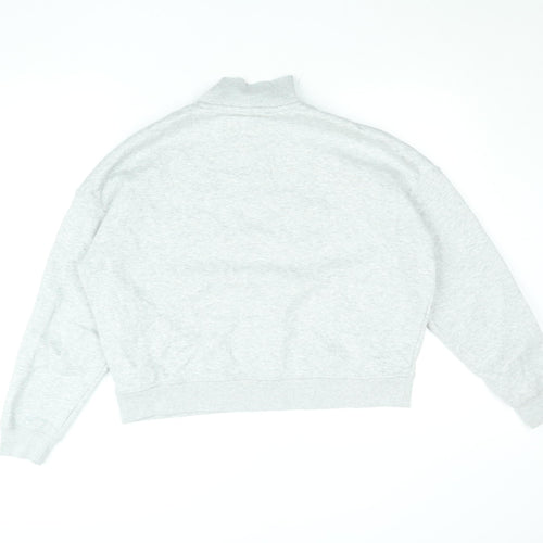 Jack Wills Women's Grey 1/4 Zip Sweatshirt UK 12 Cotton Blend Fleece Lined