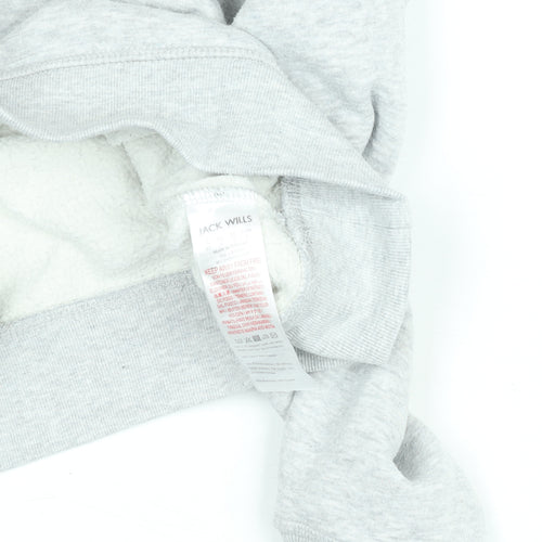 Jack Wills Women's Grey 1/4 Zip Sweatshirt UK 12 Cotton Blend Fleece Lined