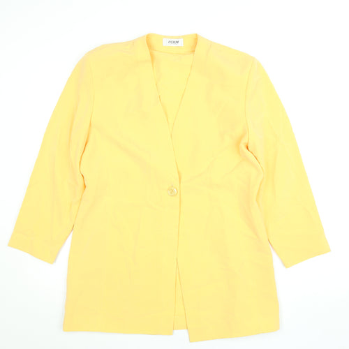 POEM Women's Yellow Polyester Single-Breasted Blazer Size 12