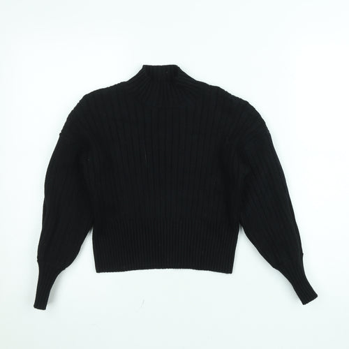 Zaful Womens Black Mock Neck Ribbed Knit Jumper One Size