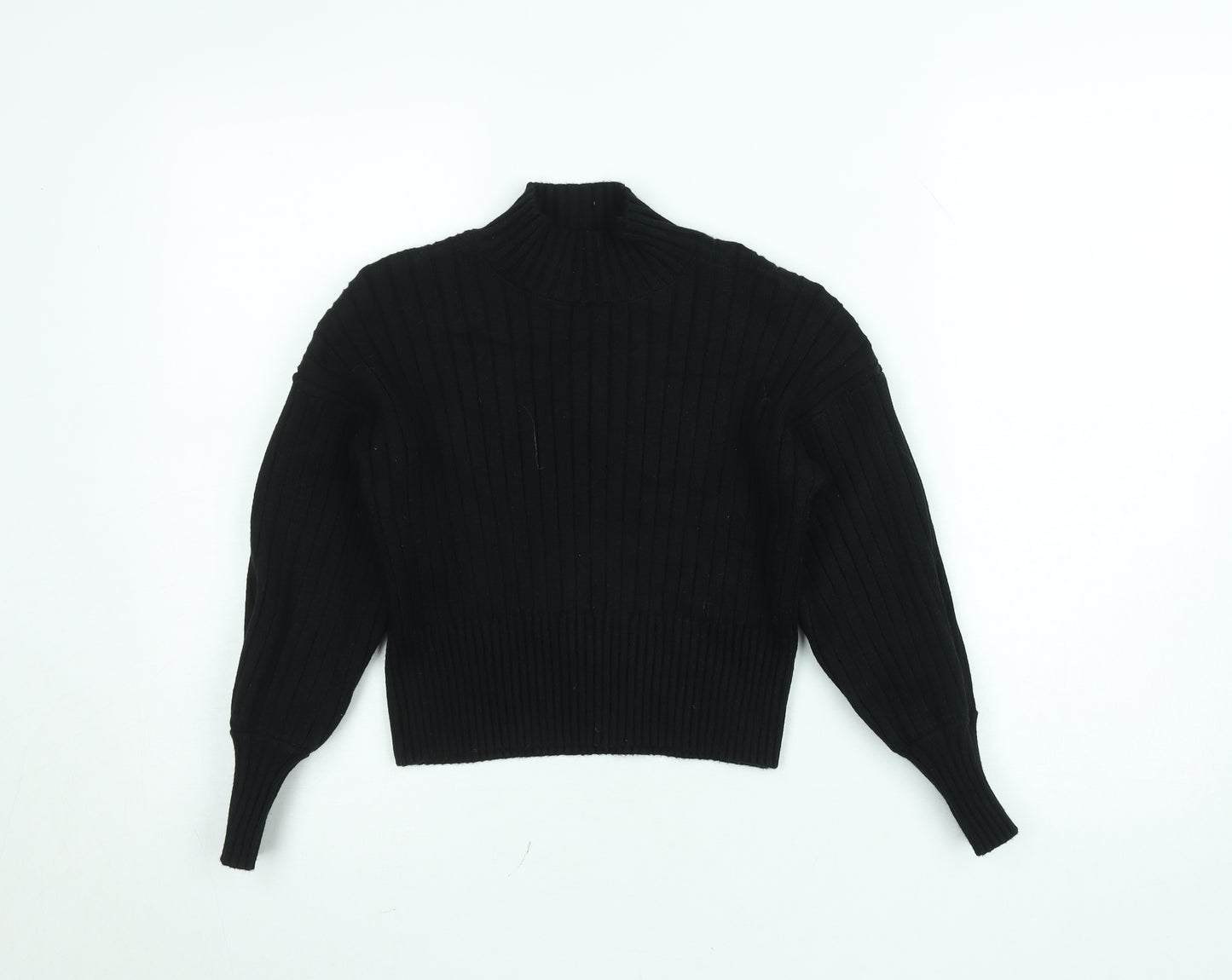 Zaful Womens Black Mock Neck Ribbed Knit Jumper One Size