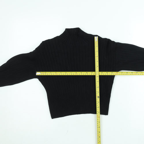 Zaful Womens Black Mock Neck Ribbed Knit Jumper One Size