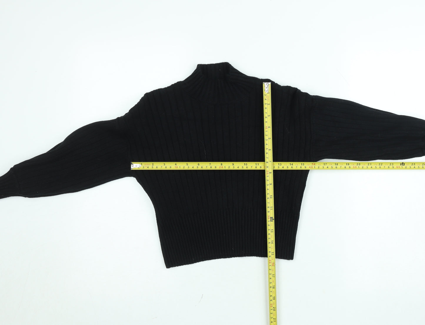 Zaful Womens Black Mock Neck Ribbed Knit Jumper One Size