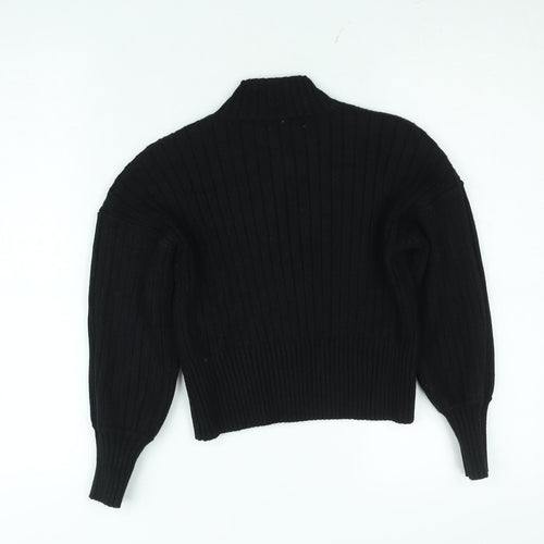 Zaful Womens Black Mock Neck Ribbed Knit Jumper One Size