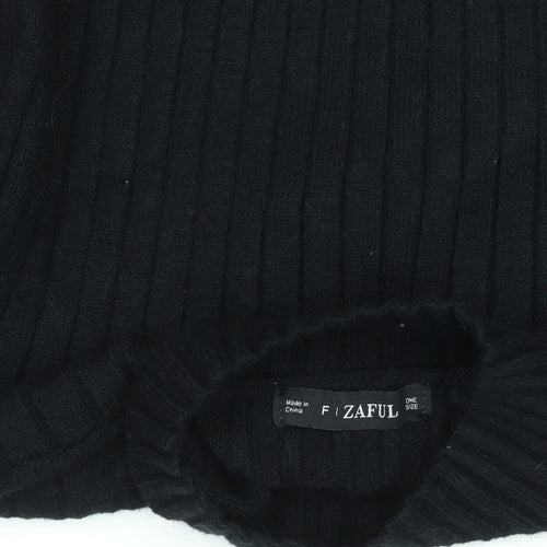 Zaful Womens Black Mock Neck Ribbed Knit Jumper One Size