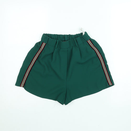 Bershka Women’s Green Striped Casual Shorts Size S