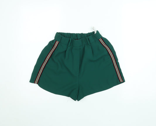 Bershka Women’s Green Striped Casual Shorts Size S