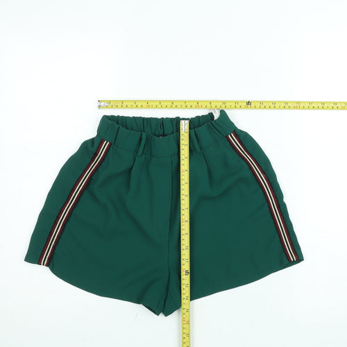 Bershka Women’s Green Striped Casual Shorts Size S