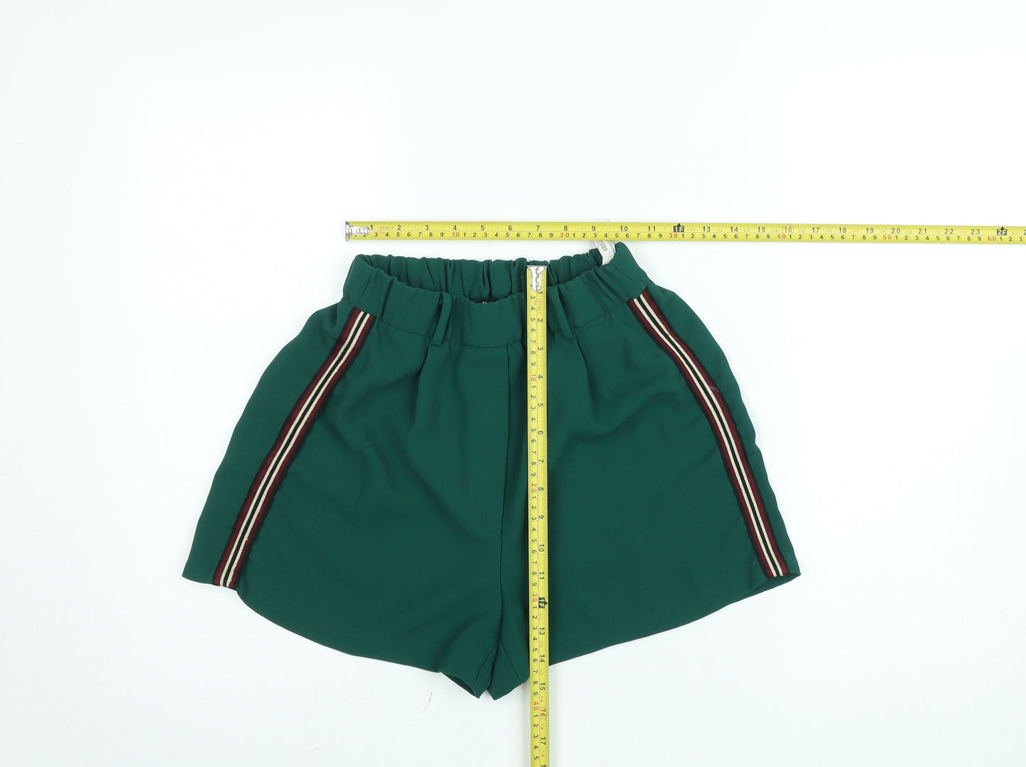 Bershka Women’s Green Striped Casual Shorts Size S