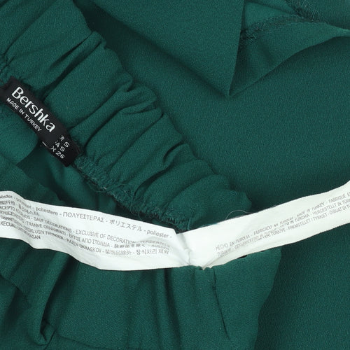 Bershka Women’s Green Striped Casual Shorts Size S