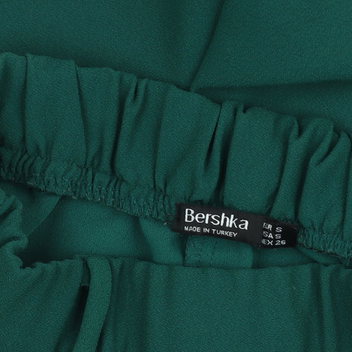 Bershka Women’s Green Striped Casual Shorts Size S