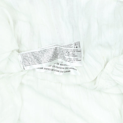 Mango Girls White Embroidered Bohemian Cotton Long Sleeve Blouse 12 Years