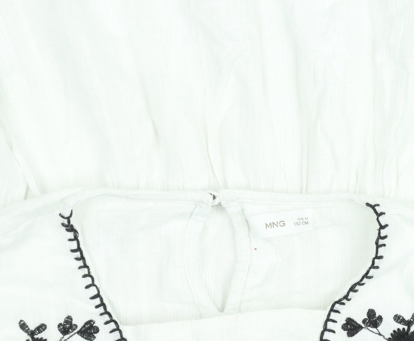 Mango Girls White Embroidered Bohemian Cotton Long Sleeve Blouse 12 Years