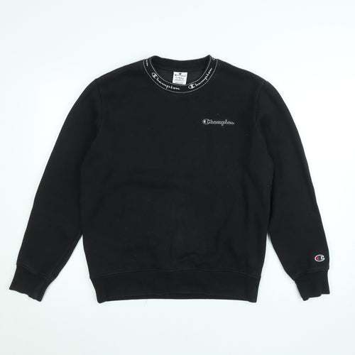 Champion Women Black XS Pullover Sweatshirt Crew Neck Logo Fleece