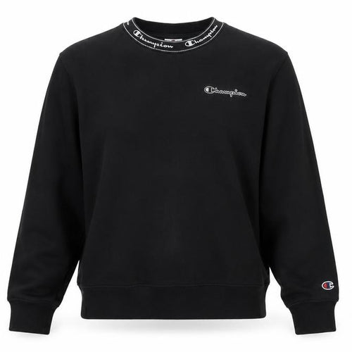 Champion Women Black XS Pullover Sweatshirt Crew Neck Logo Fleece