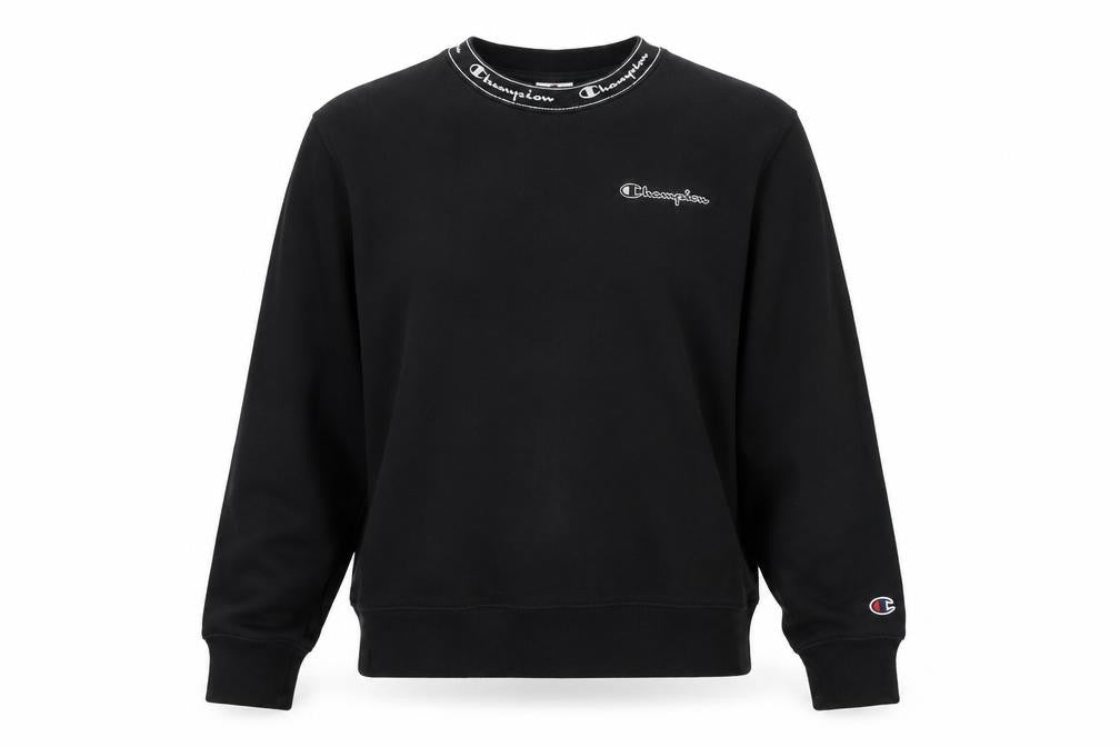Champion Women Black XS Pullover Sweatshirt Crew Neck Logo Fleece