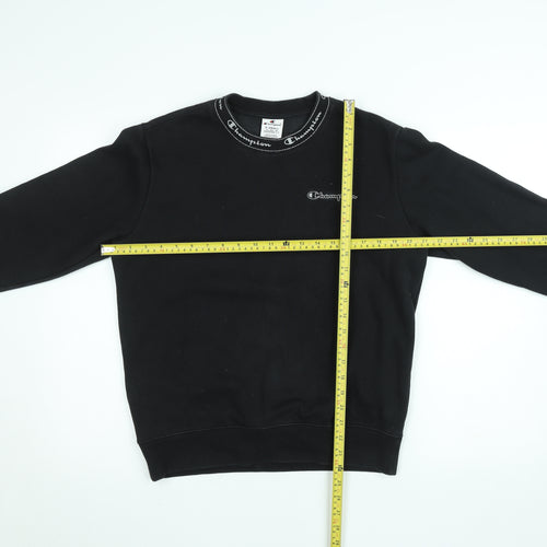 Champion Women Black XS Pullover Sweatshirt Crew Neck Logo Fleece