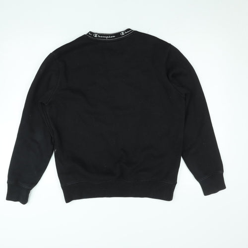 Champion Women Black XS Pullover Sweatshirt Crew Neck Logo Fleece