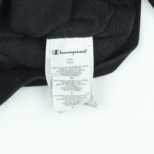 Champion Women Black XS Pullover Sweatshirt Crew Neck Logo Fleece
