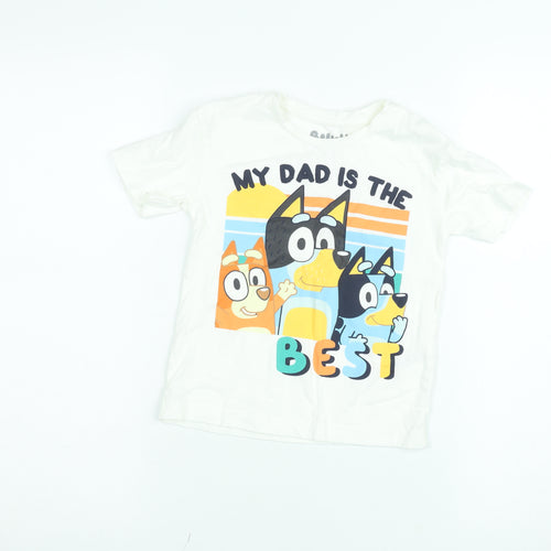 Nutmeg Boys White Bluey T-Shirt 2-3 Years Short Sleeve Cotton Top