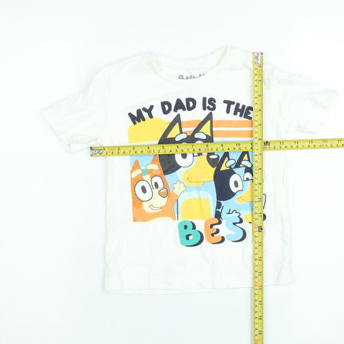 Nutmeg Boys White Bluey T-Shirt 2-3 Years Short Sleeve Cotton Top