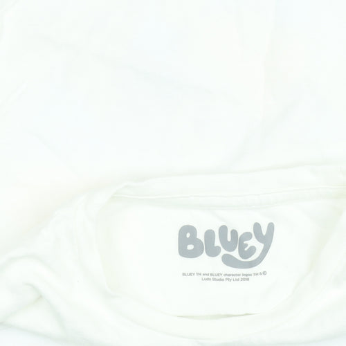 Nutmeg Boys White Bluey T-Shirt 2-3 Years Short Sleeve Cotton Top