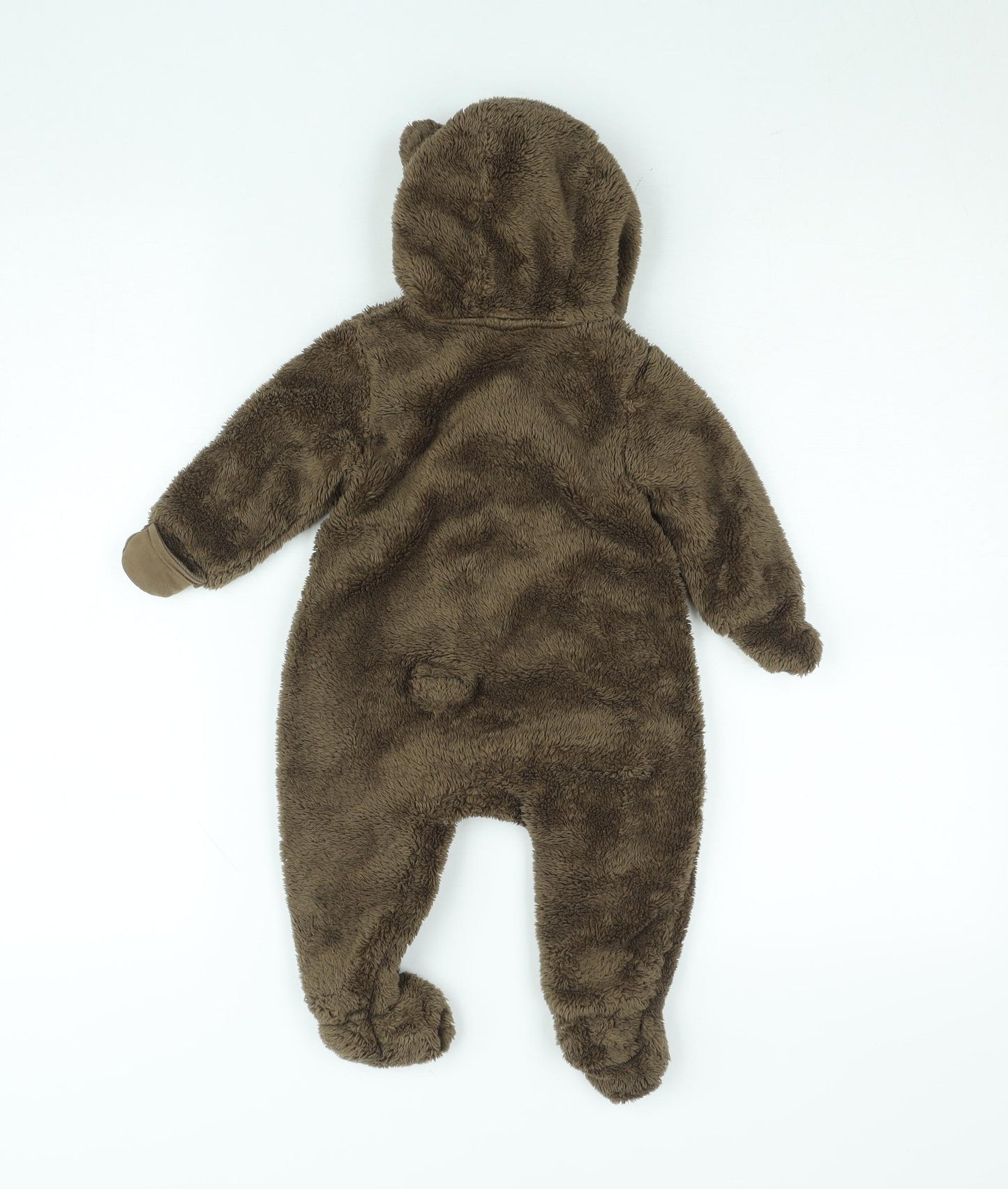 H&M Unisex Baby Brown Fleece Bear Hooded Coverall 3-6 Months