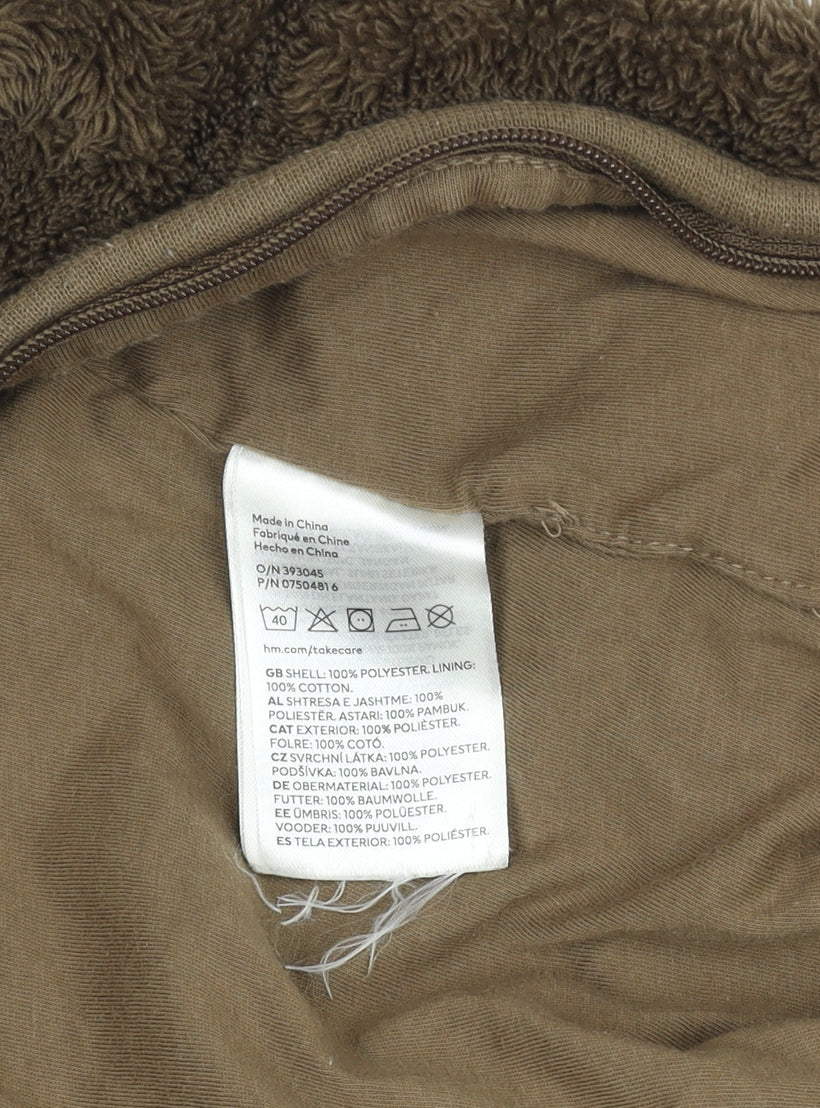 H&M Unisex Baby Brown Fleece Bear Hooded Coverall 3-6 Months