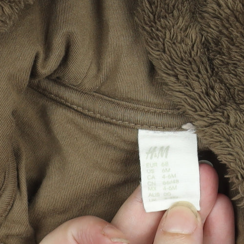 H&M Unisex Baby Brown Fleece Bear Hooded Coverall 3-6 Months