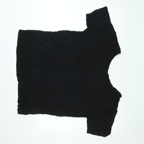 Next Women Black Sequin Short Sleeve Jersey T-Shirt Size 18