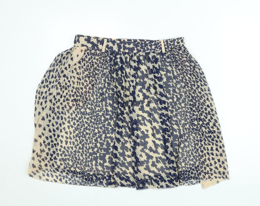 Parisian Collection Women Cream with Blue Floral Chiffon A-Line Skirt Size 12