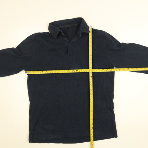 Massimo Dutti Men's Blue Long Sleeve Collared Button-Up Shirt XL