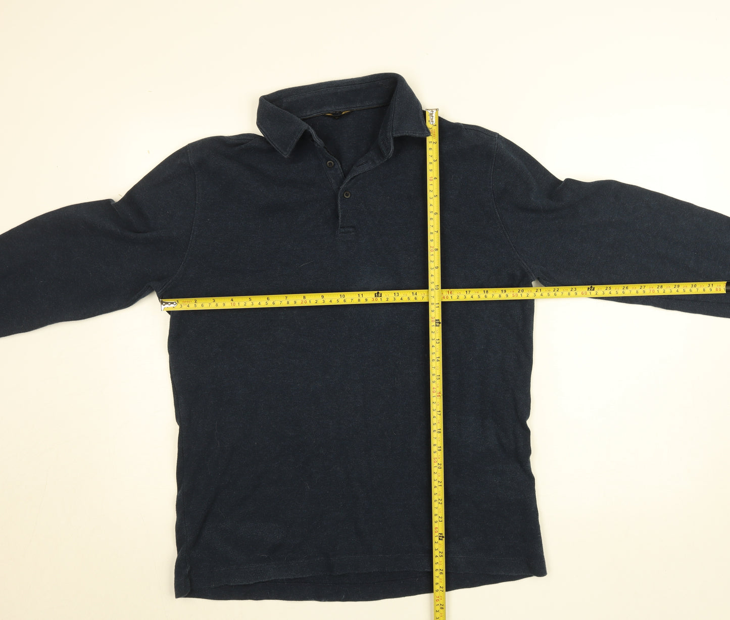 Massimo Dutti Men's Blue Long Sleeve Collared Button-Up Shirt XL