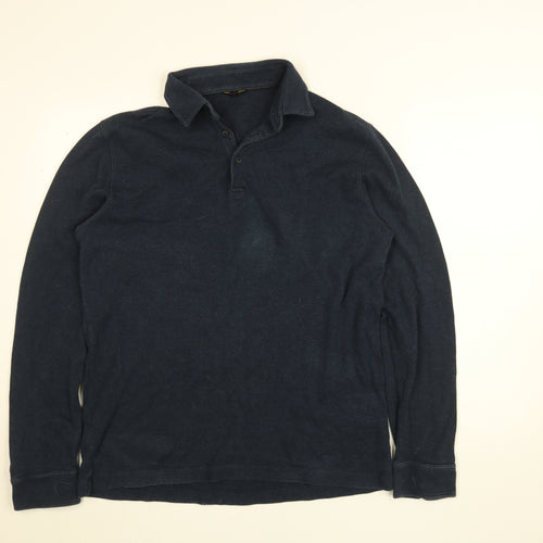 Massimo Dutti Men's Blue Long Sleeve Collared Button-Up Shirt XL
