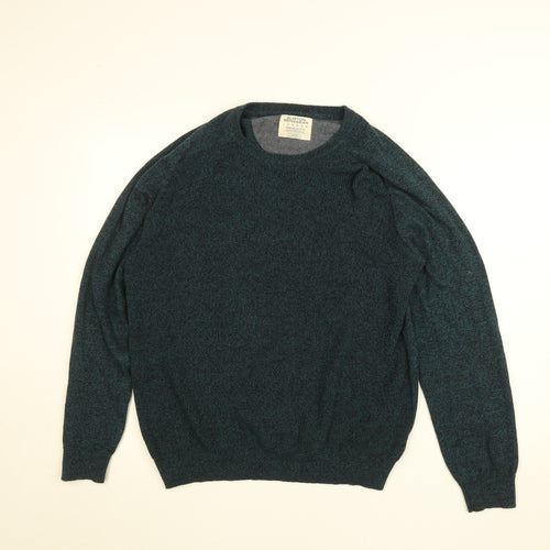 Burton Menswear London Men's Green Cotton Jumper L Crew Neck Knitwear