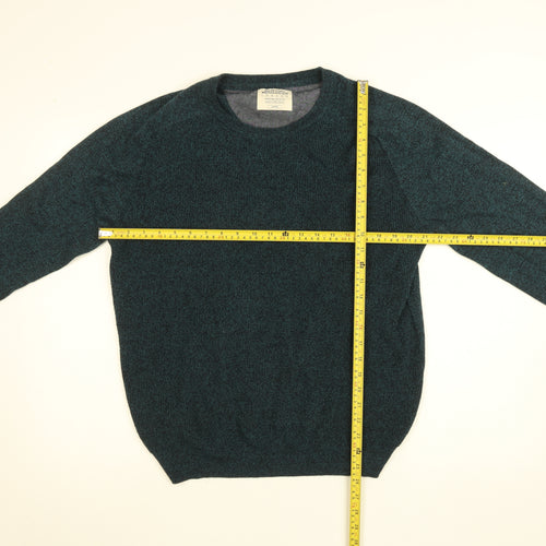 Burton Menswear London Men's Green Cotton Jumper L Crew Neck Knitwear