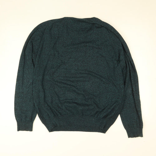 Burton Menswear London Men's Green Cotton Jumper L Crew Neck Knitwear