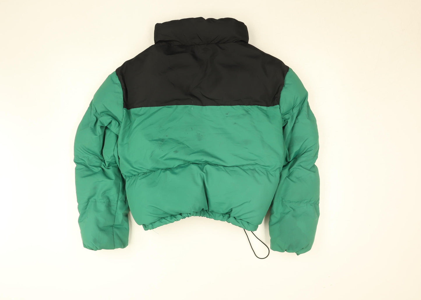 Brave Soul Women's Green Black Cropped Puffer Jacket Size 10