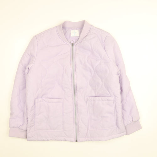 Primark Women Purple Quilted Bomber Jacket XL Full Zip Casual