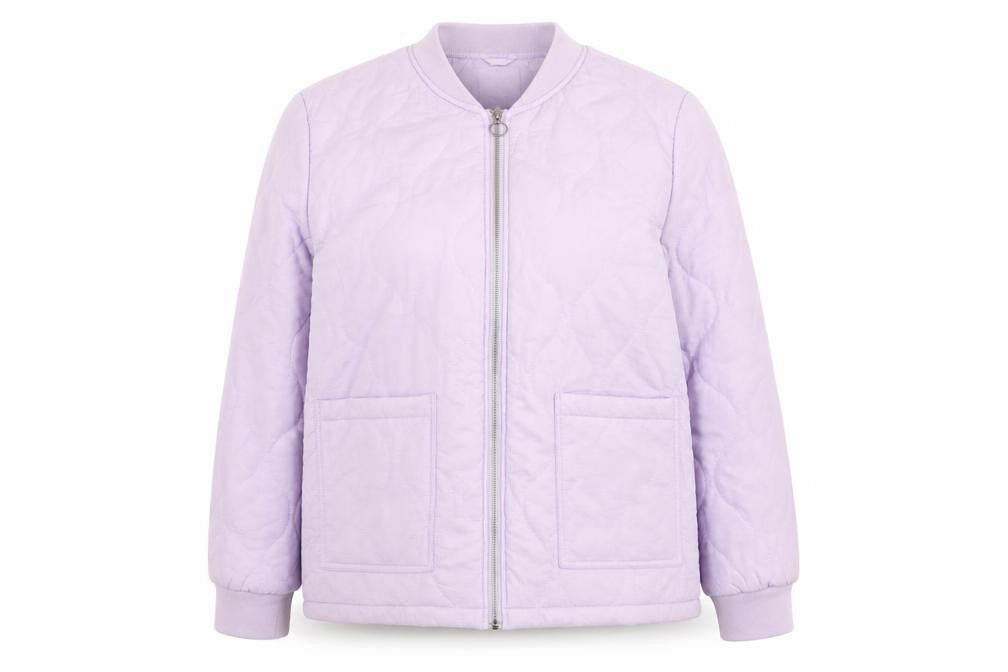 Primark Women Purple Quilted Bomber Jacket XL Full Zip Casual
