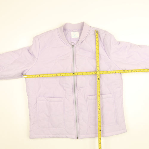 Primark Women Purple Quilted Bomber Jacket XL Full Zip Casual
