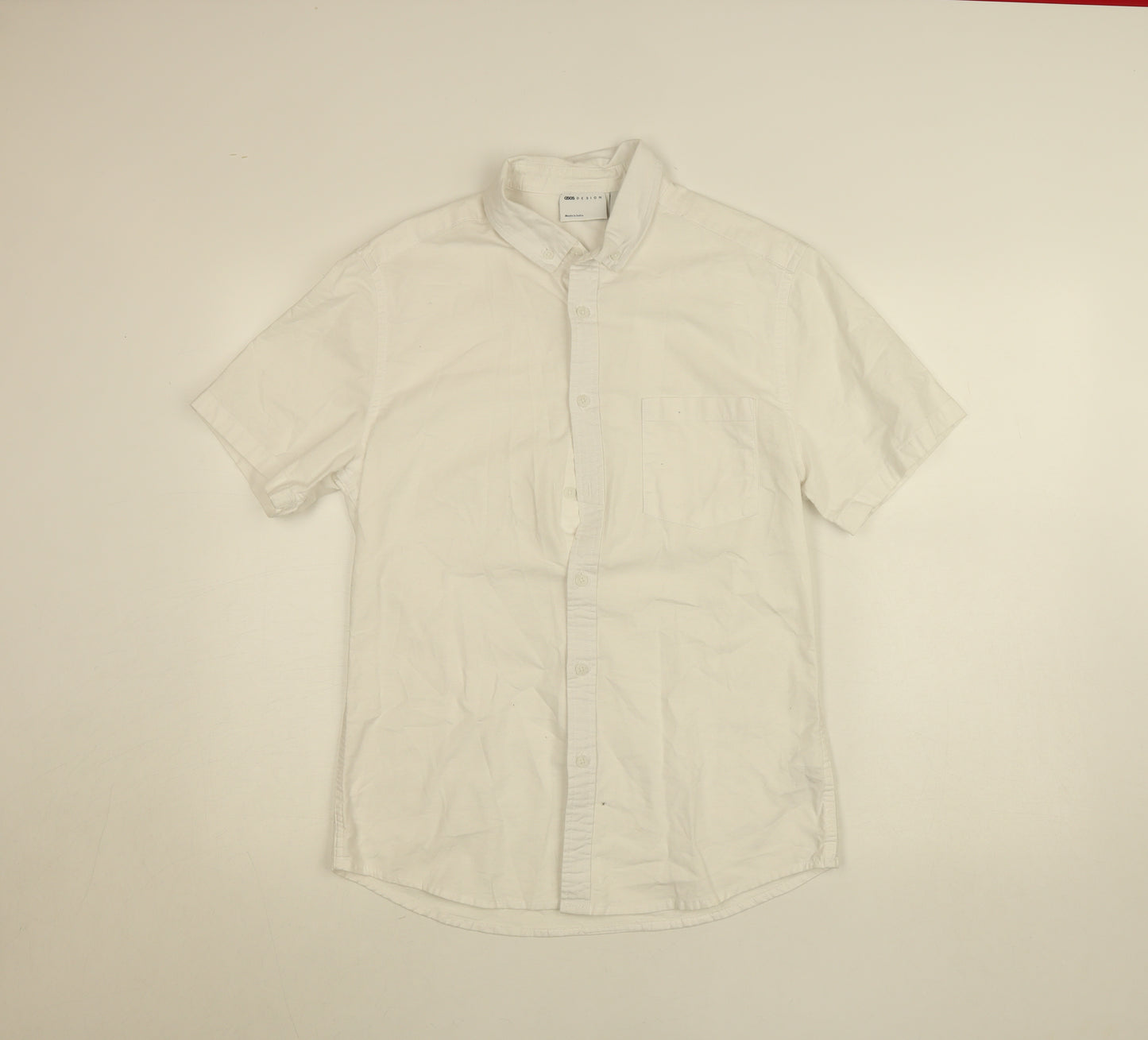 ASOS DESIGN Men's White Short Sleeve Button-Down Cotton Shirt M