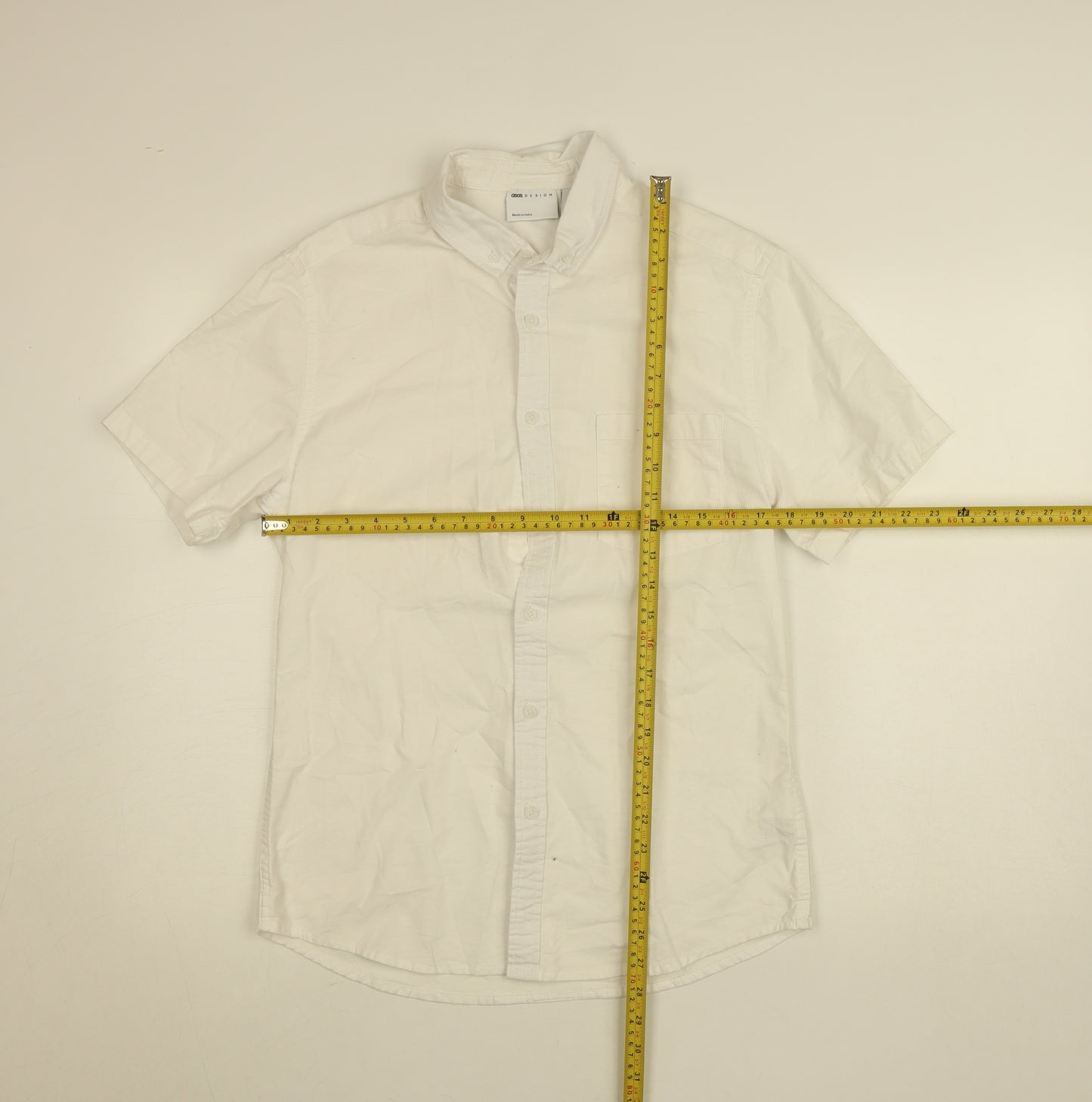 ASOS DESIGN Men's White Short Sleeve Button-Down Cotton Shirt M