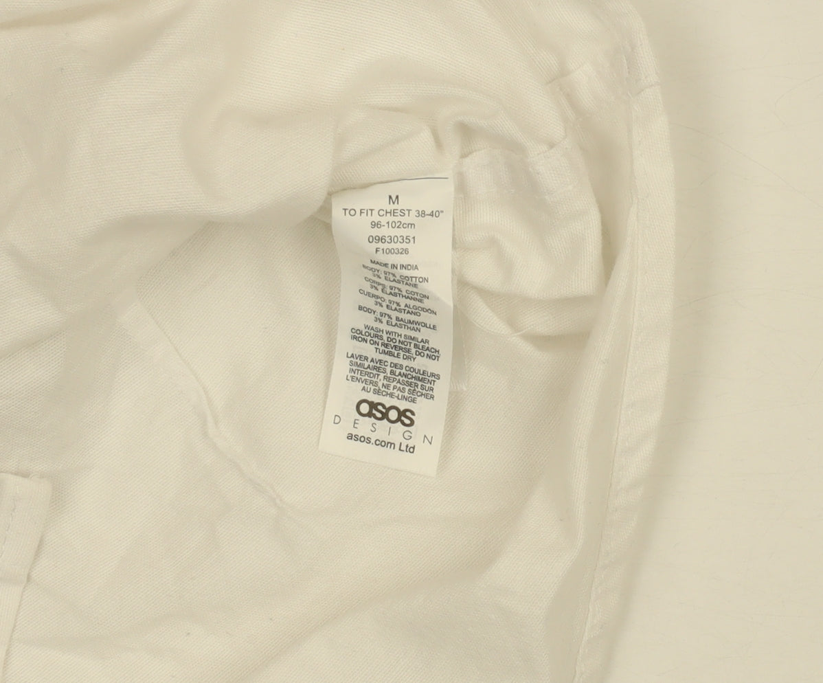 ASOS DESIGN Men's White Short Sleeve Button-Down Cotton Shirt M