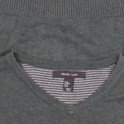 Mark Law Men's Green Cotton V-Neck Jumper Size M